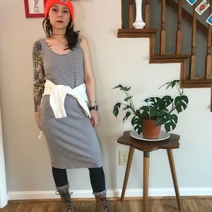 Tank dress midi dress cotton small stripe